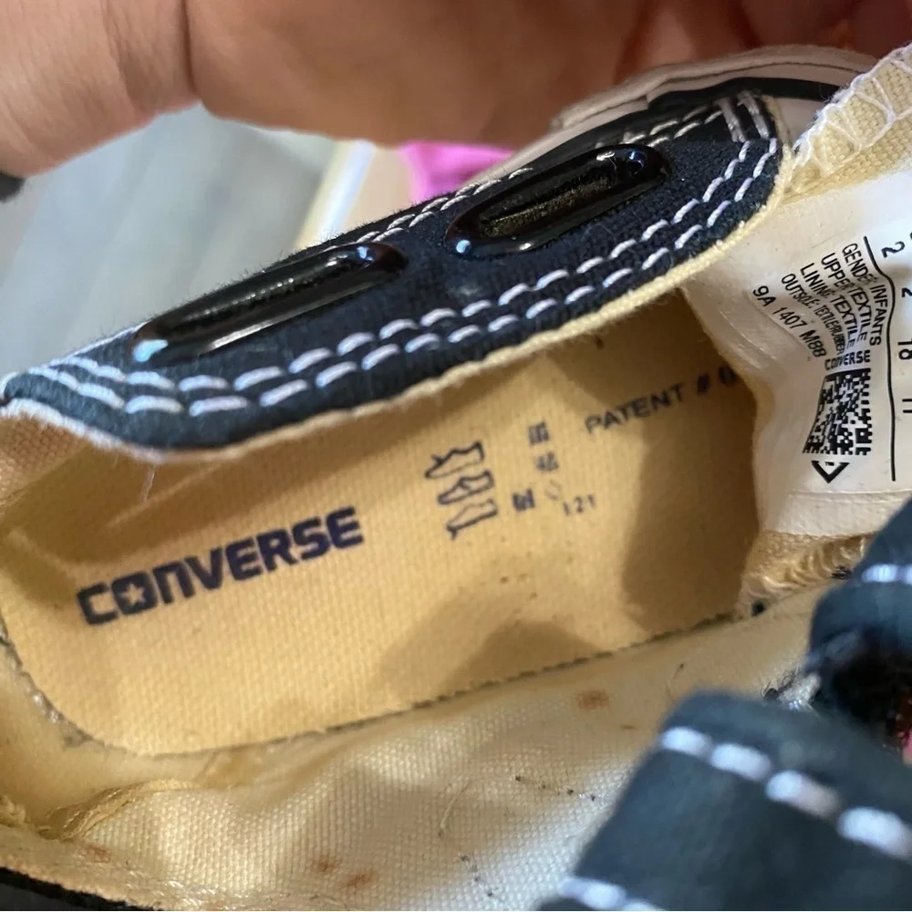 CONVERSE Chuck Taylor Classic Black and White Toddler Two Strap Sneakers Size 2